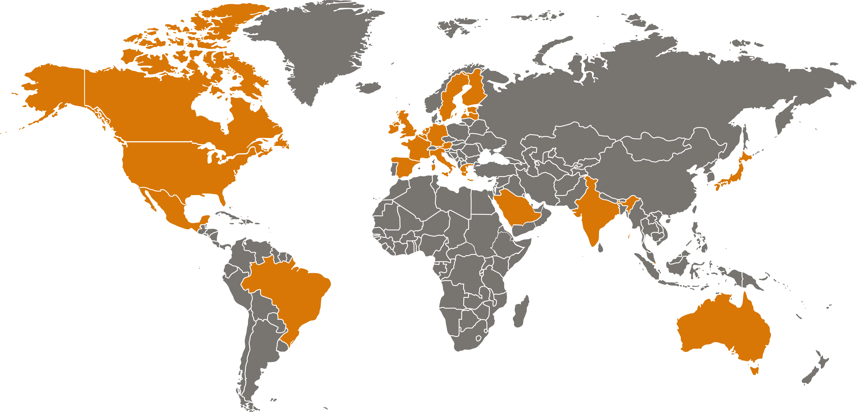 World map showing 0fiat supported regions