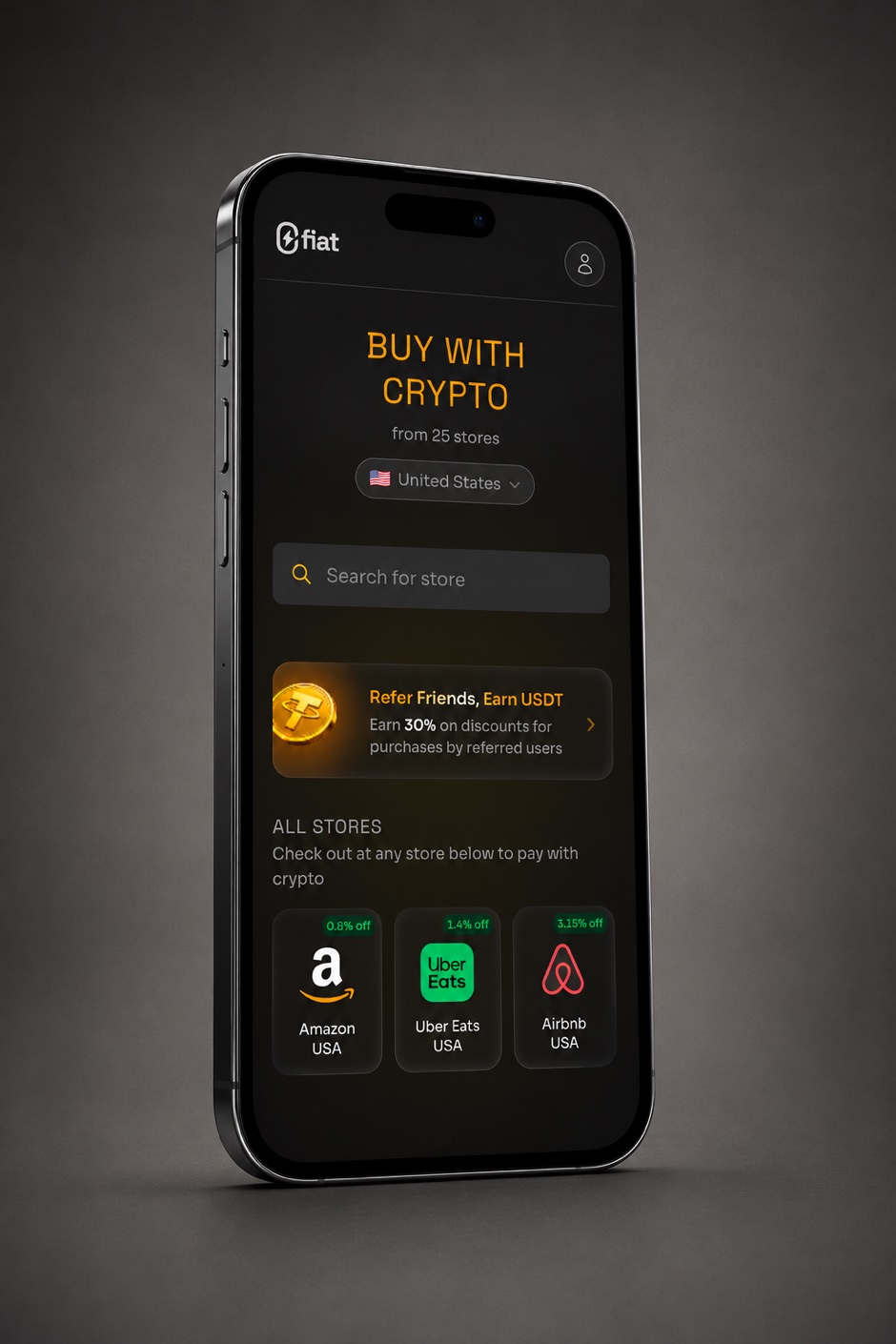 The 0fiat app — buy with crypto at supported stores