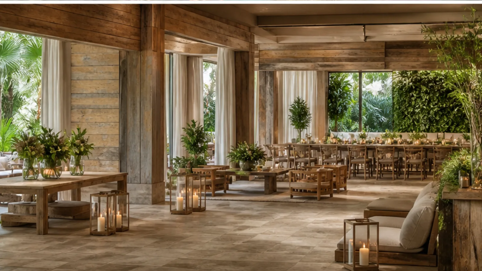 Editorial visualisation of the meeting and hospitality spaces at 1 Hotel South Beach