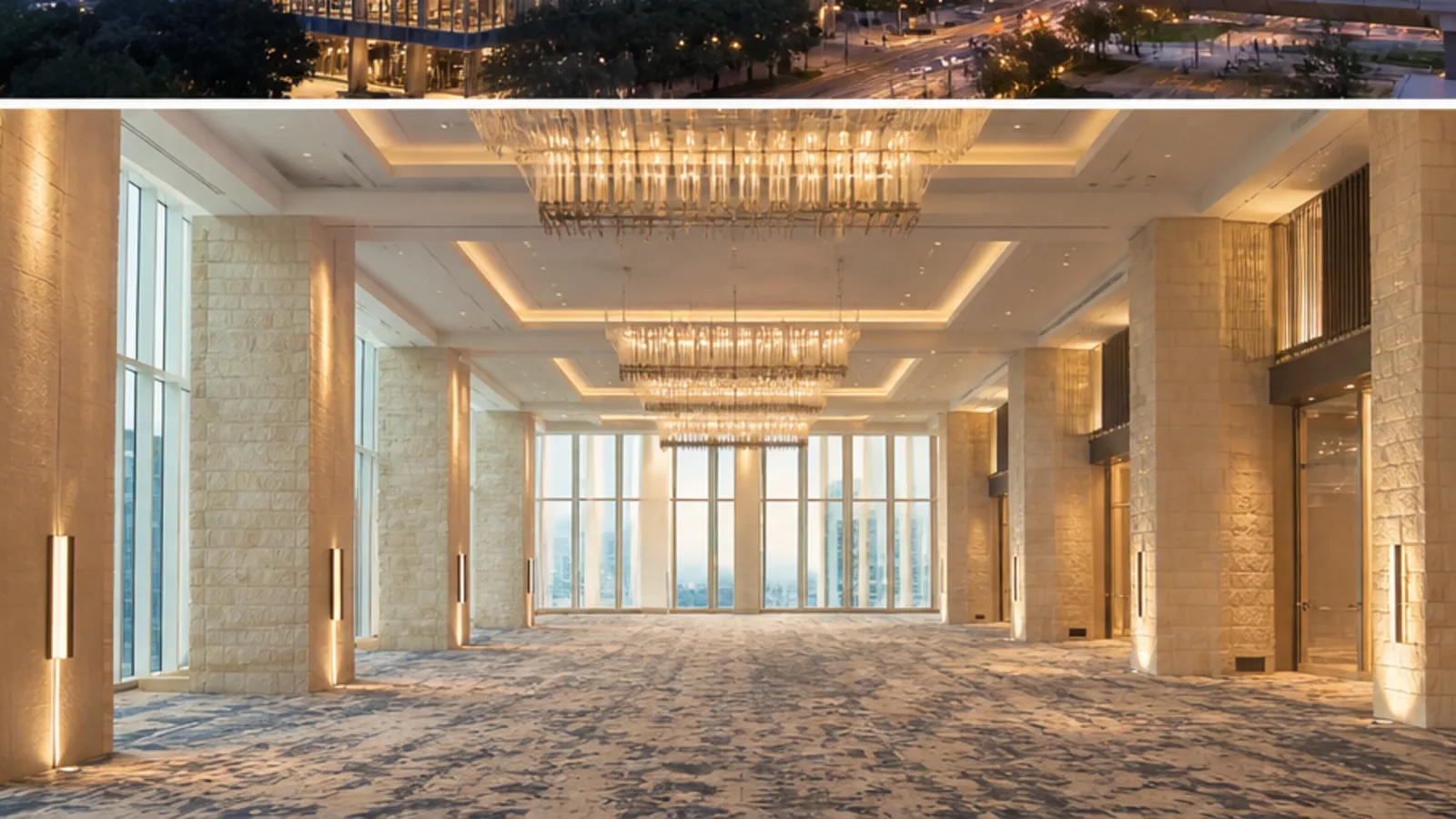 Editorial visualisation of the meeting and hospitality spaces at Fairmont Austin