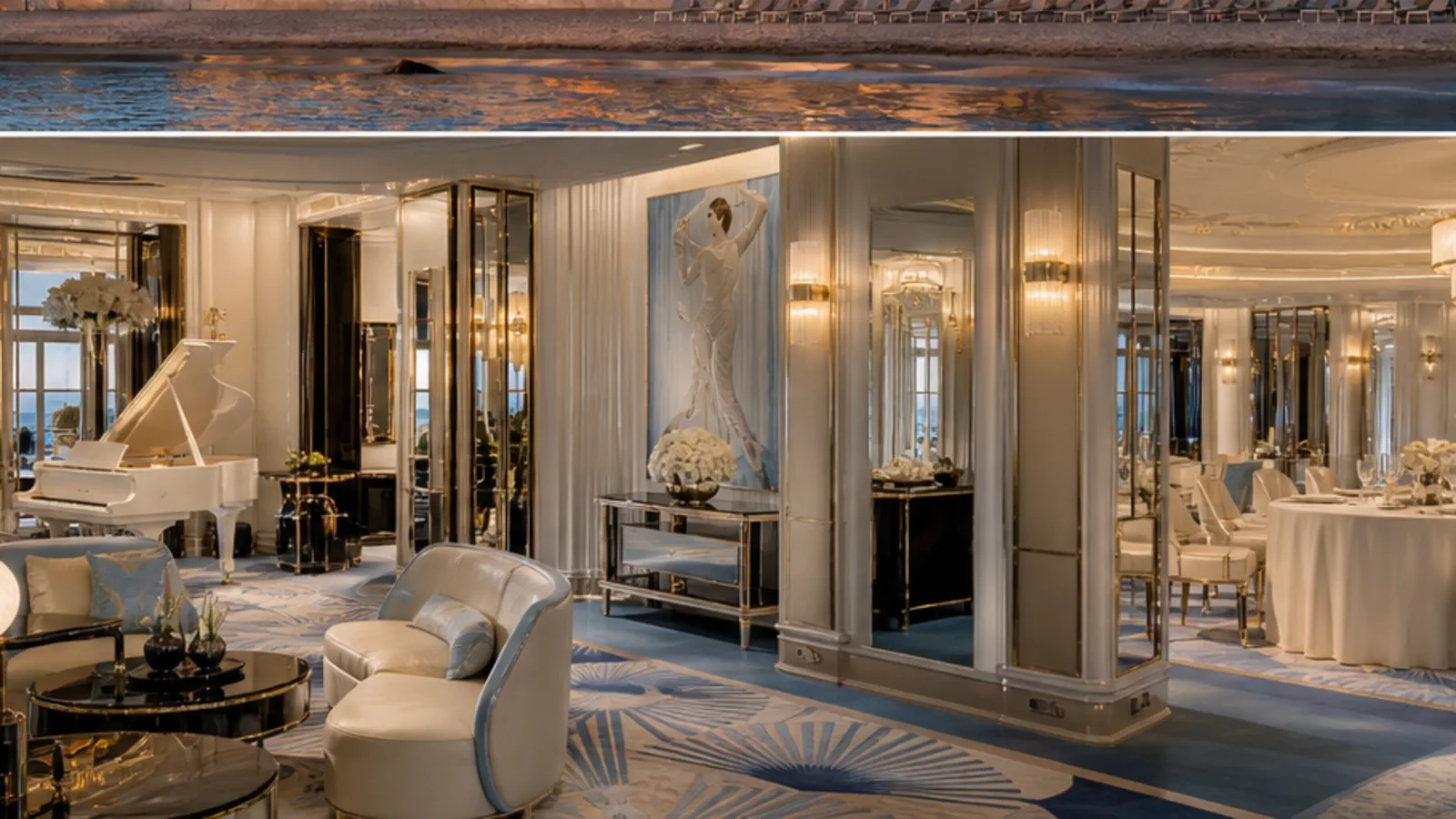 Editorial visualisation of the meeting and hospitality spaces at Hôtel Martinez