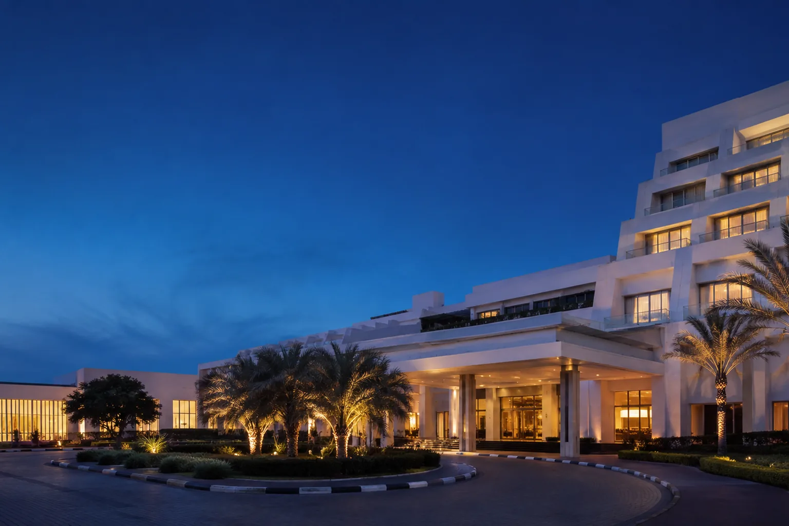 Editorial architectural view of the event-week meeting rhythm at Le Méridien Dubai Hotel & Conference Centre